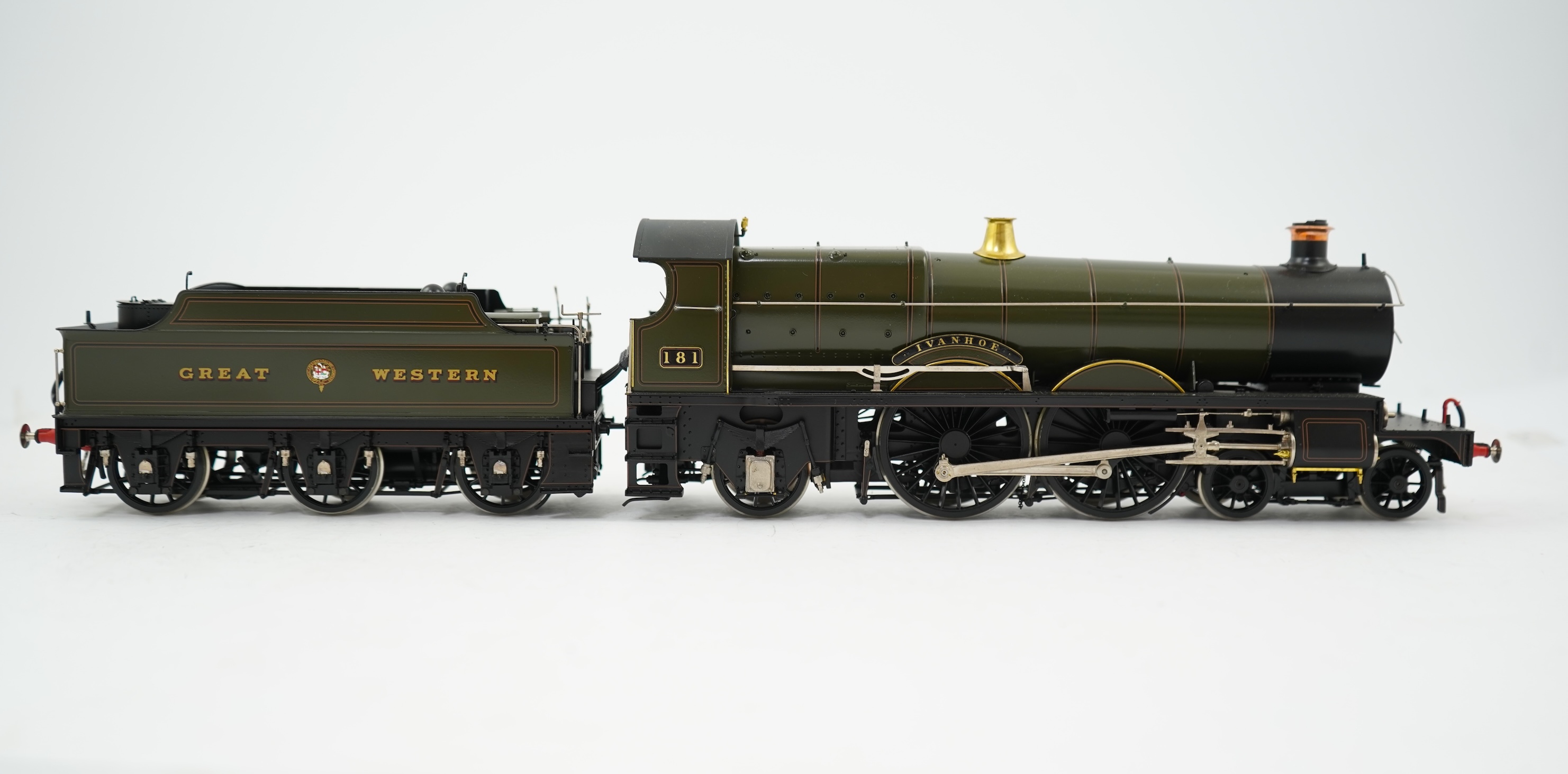 An 0 gauge Masterpiece Models model of GWR Saint Class, Ivanhoe 181, 4-4-2 Atlantic tender locomotive, powered for two rail operation, with original box, accessories, instruction booklet and other paperwork.